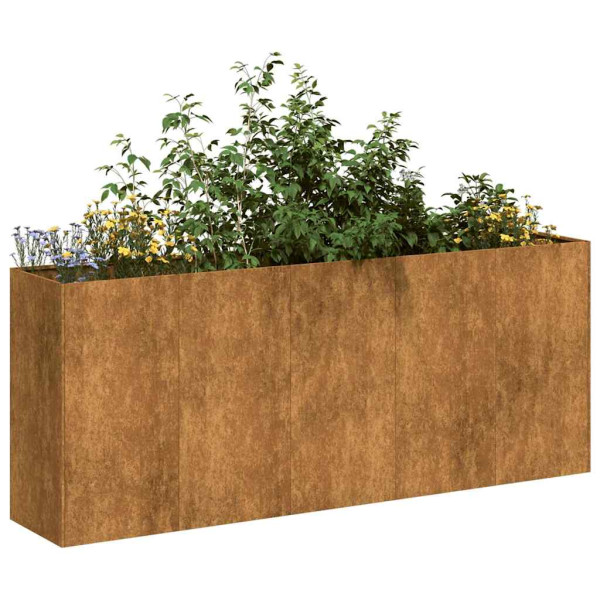 Jardinera oxidada 200x40x80 cm acero corten D