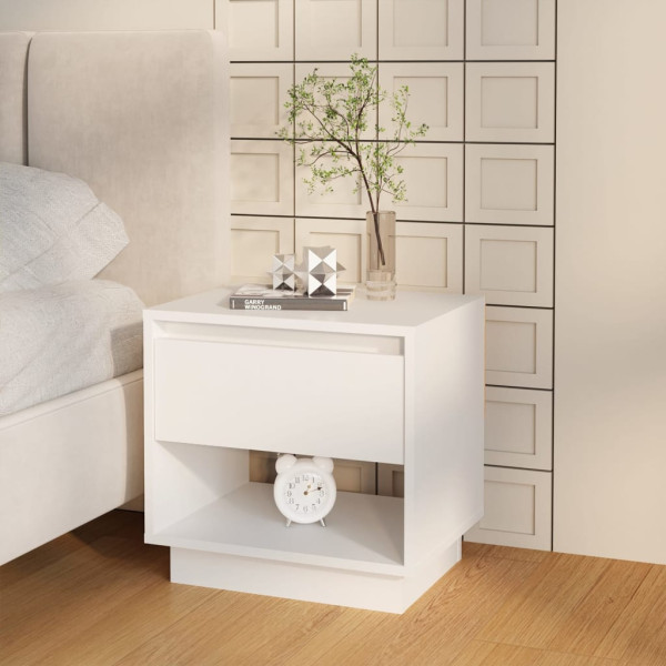 Mesita de noche madera contrachapada blanco 45x34x44 cm Mesita de noche madera contrachapada blanco 45x34x44 cm D