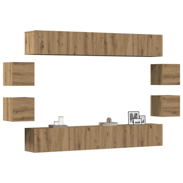 Muebles de TV de pared 8 uds madera ingeniería roble artesanal Muebles de TV de pared 8 uds madera ingeniería roble artesanal D