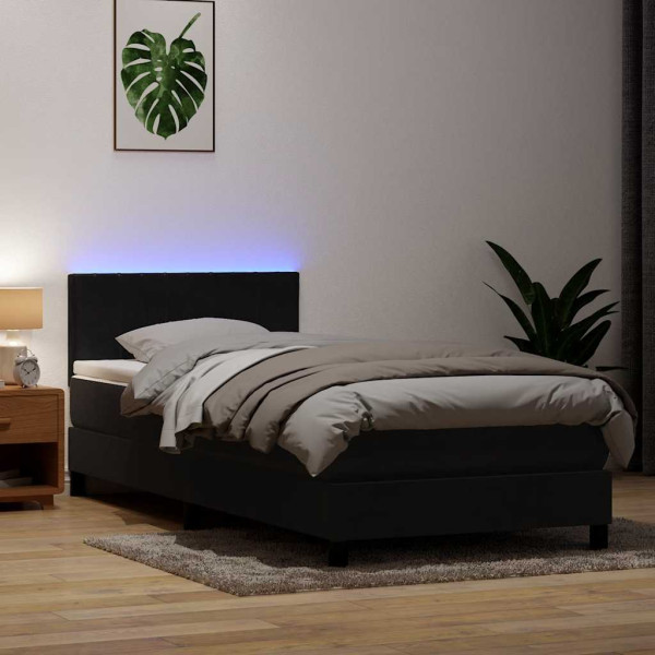 Cama box spring con colchón terciopelo negro 90x220 cm Cama box spring con colchón terciopelo negro 90x220 cm D