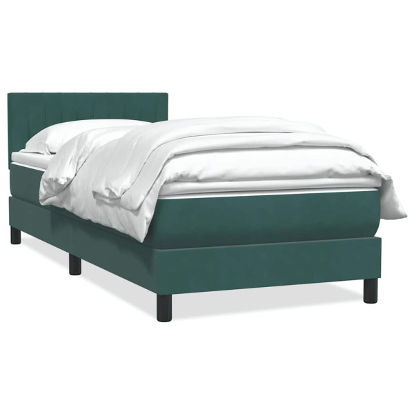 Cama box spring con colchón terciopelo verde oscuro 80x210 cm Cama box spring con colchón terciopelo verde oscuro 80x210 cm D
