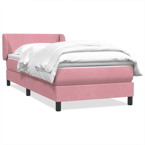 Cama box spring con colchón terciopelo rosa 100x220 cm Cama box spring con colchón terciopelo rosa 100x220 cm D
