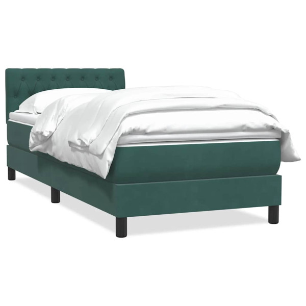 Cama box spring con colchón terciopelo verde oscuro 90x220 cm Cama box spring con colchón terciopelo verde oscuro 90x220 cm D