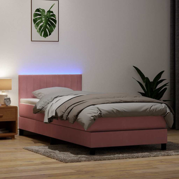 Cama box spring con colchón terciopelo rosa 90x220 cm Cama box spring con colchón terciopelo rosa 90x220 cm D