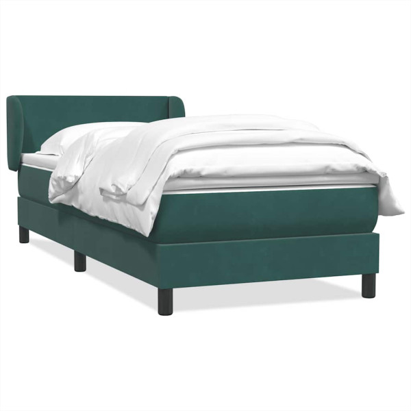 Cama box spring con colchón terciopelo verde oscuro 80x220 cm Cama box spring con colchón terciopelo verde oscuro 80x220 cm D