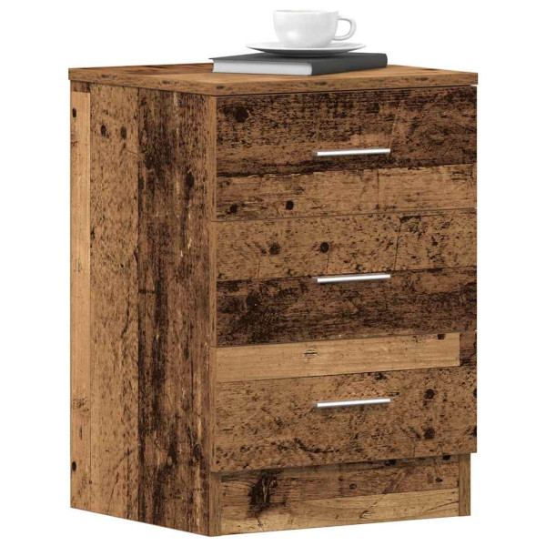 Mesita de noche madera contrachapada madera vieja 38x35x55 cm D