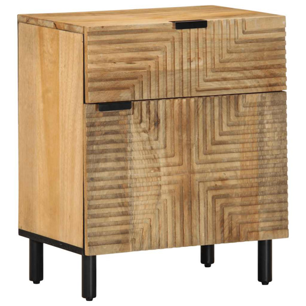 Mesita de noche madera maciza de mango 50x33x60 cm marrón D