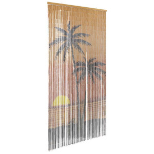 Cortina de porta insetos impressão de palmeira 100x220cm bambu D