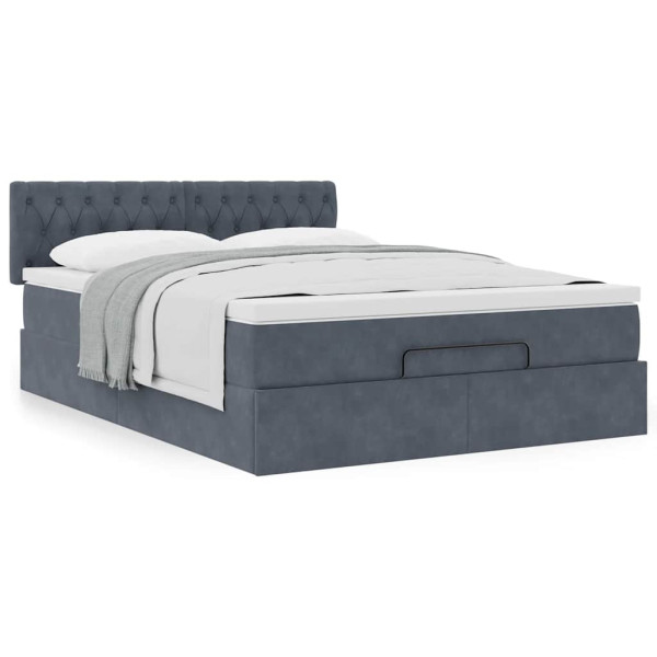 Estructura cama otomana colchón terciopelo gris oscuro Estructura cama otomana colchón terciopelo gris oscuro D