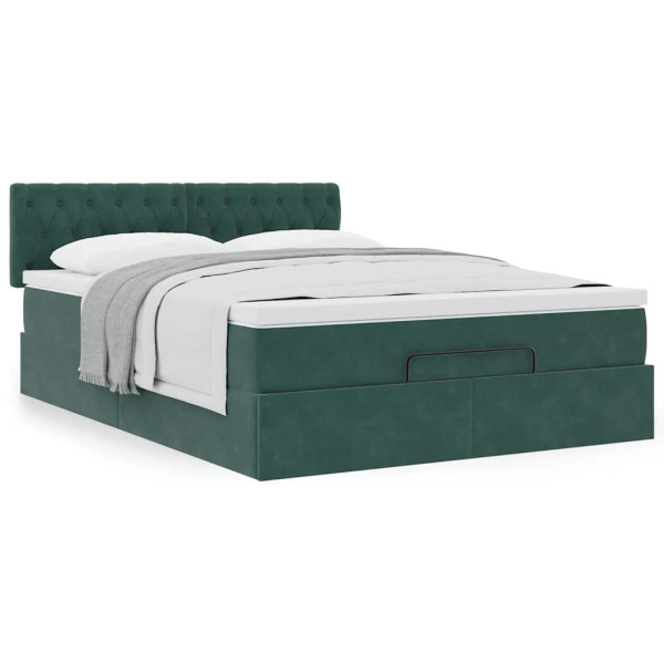 Estructura de cama otomana con colchón verde oscuro 140x200 cm Estructura de cama otomana con colchón verde oscuro 140x200 cm D