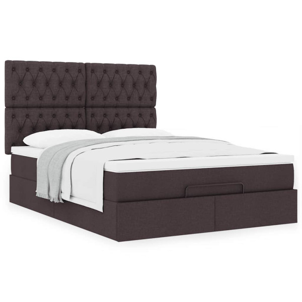 Estructura cama otomana colchón tela marrón oscuro 140x190cm Estructura cama otomana colchón tela marrón oscuro 140x190cm D