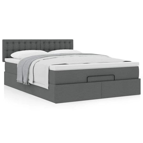 Estructura cama otomana colchón tela gris oscuro 140x190cm Estructura cama otomana colchón tela gris oscuro 140x190cm D