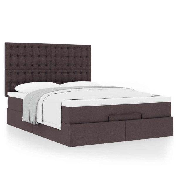 Estructura cama otomana colchón tela marrón oscuro 140x190cm Estructura cama otomana colchón tela marrón oscuro 140x190cm D