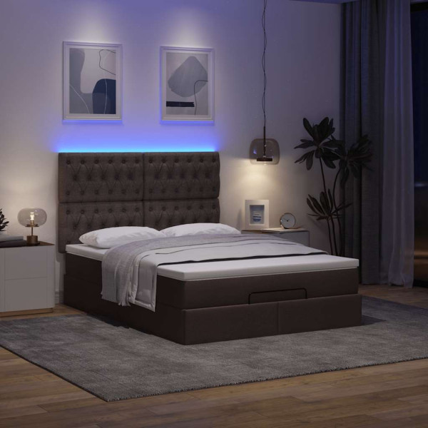 Estructura cama otomana colchón tela marrón oscuro 140x190cm Estructura cama otomana colchón tela marrón oscuro 140x190cm D