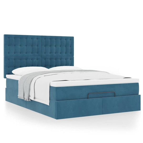 Estructura de cama otomana con colchones terciopelo azul oscuro Estructura de cama otomana con colchones terciopelo azul oscuro D