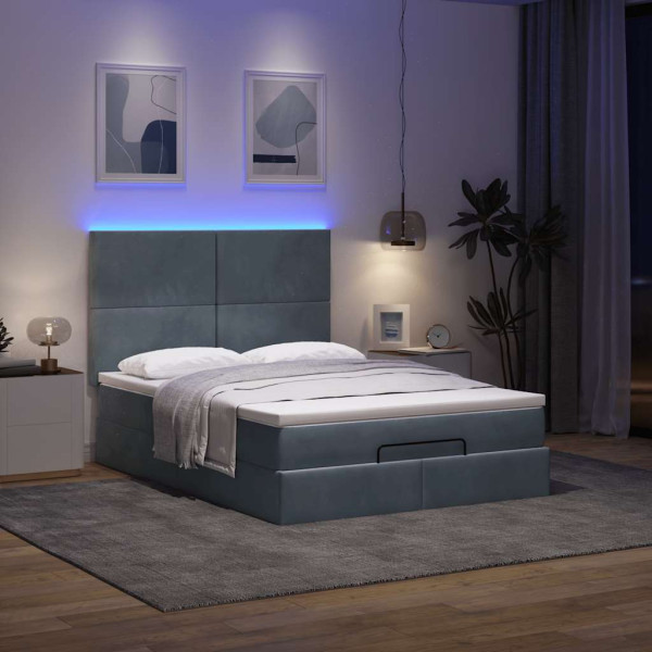 Estructura cama otomana colchones terciopelo gris oscuro Estructura cama otomana colchones terciopelo gris oscuro D