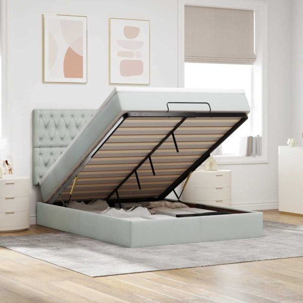 Estructura cama otomana con colchones gris claro 140x200cm D