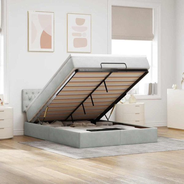 Estructura cama otomana con colchón gris claro 140x200cm Estructura cama otomana con colchón gris claro 140x200cm D