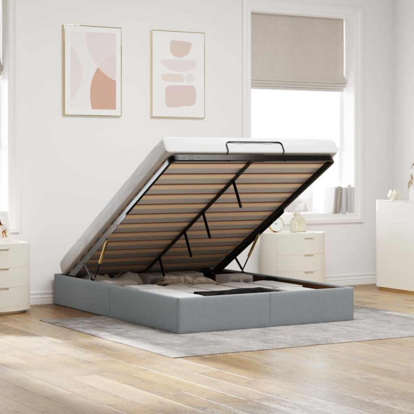 Estructura cama otomana colchón tela gris oscuro 140x190cm Estructura cama otomana colchón tela gris oscuro 140x190cm D