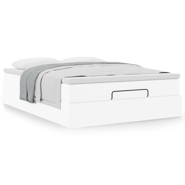 Estructura cama otomana colchón cuero sintético blanco Estructura cama otomana colchón cuero sintético blanco D