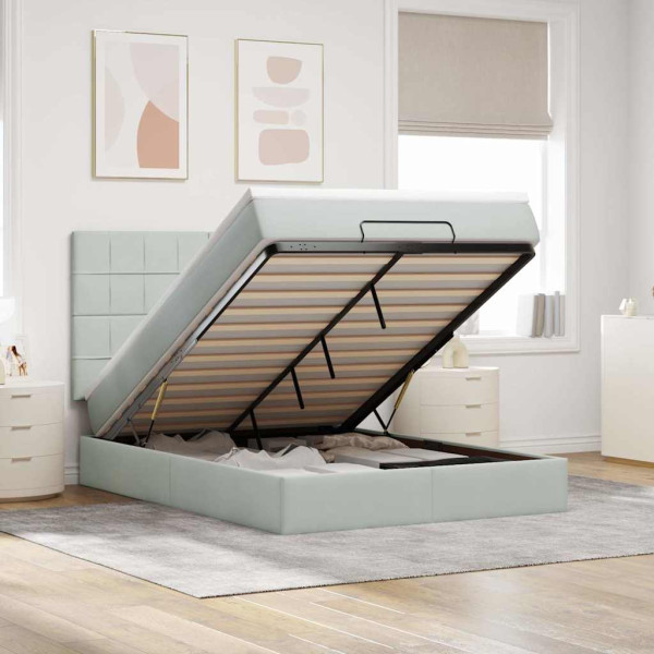 Estructura cama otomana colchones gris claro 140x190cm Estructura cama otomana colchones gris claro 140x190cm D