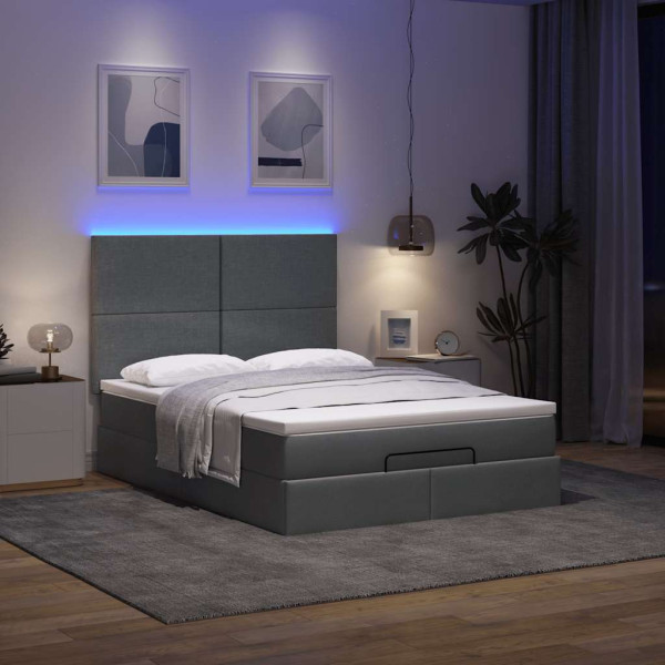 Estructura cama otomana colchón tela gris oscuro 140x190cm Estructura cama otomana colchón tela gris oscuro 140x190cm D