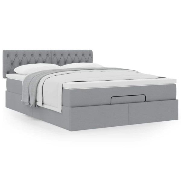 Estructura cama otomana con colchón tela gris claro 140x190 cm Estructura cama otomana con colchón tela gris claro 140x190 cm D