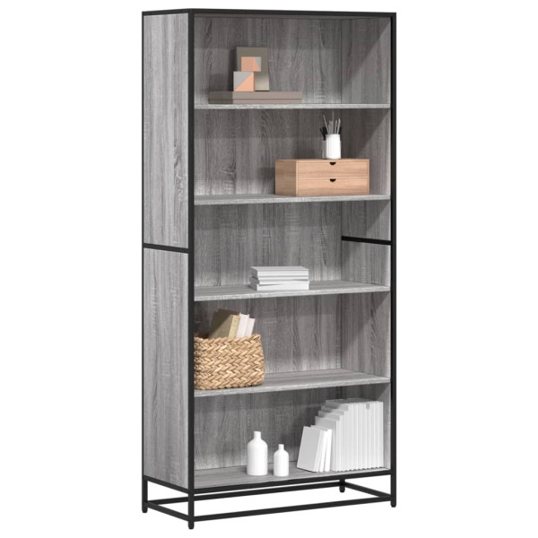 Estantería de madera de ingeniería gris Sonoma 80.5x35x170.5 cm Estantería de madera de ingeniería gris Sonoma 80.5x35x170.5 cm D