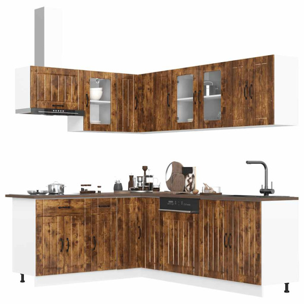 Mueble cocina Lucca roble ahumado 11 pzas madera contrachapada D