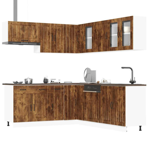 Mueble cocina Lucca roble ahumado 11 pzas madera contrachapada D