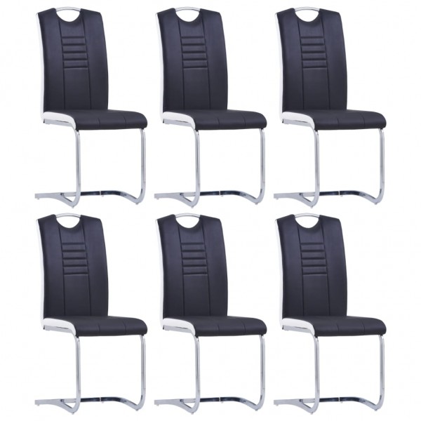 Cadeiras de jantar 6 unidades de couro sintético preto D