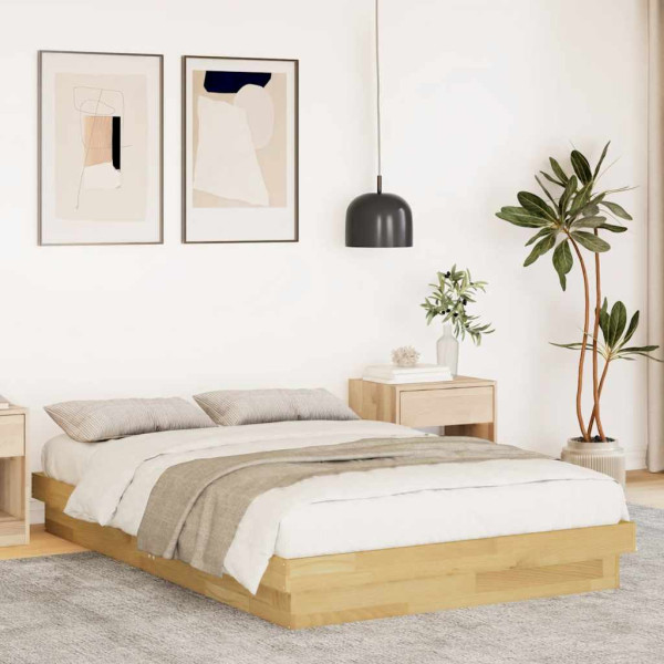 Estructura de cama sin colchón 120x190 cm madera maciza roble Estructura de cama sin colchón 120x190 cm madera maciza roble D