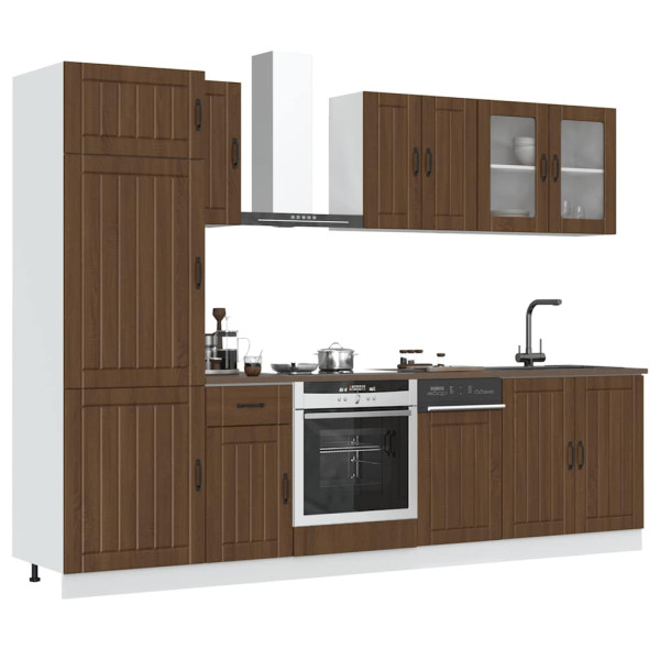 Mueble cocina Kalmar roble marrón 8 pzas madera contrachapada Mueble cocina Kalmar roble marrón 8 pzas madera contrachapada D