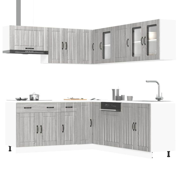 Mueble cocina Lucca sonoma gris 11 pzas madera contrachapada Mueble cocina Lucca sonoma gris 11 pzas madera contrachapada D