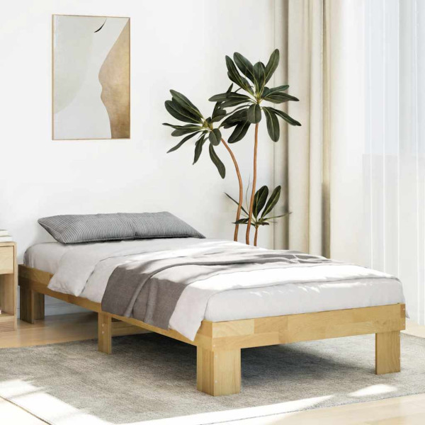 Estructura de cama sin colchón 90x190 cm madera maciza roble Estructura de cama sin colchón 90x190 cm madera maciza roble D