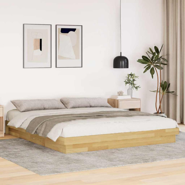 Estructura de cama sin colchón 200x200 cm madera maciza roble Estructura de cama sin colchón 200x200 cm madera maciza roble D