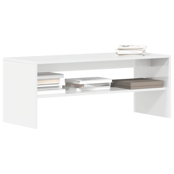 Mueble de TV madera contrachapada blanco brillante 100x40x40 cm Mueble de TV madera contrachapada blanco brillante 100x40x40 cm D
