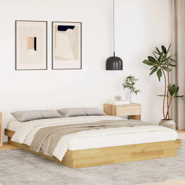 Estructura de cama sin colchón 150x200 cm madera maciza roble Estructura de cama sin colchón 150x200 cm madera maciza roble D