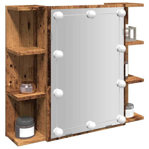Mueble con espejo y LED madera vieja 70x16.5x60 cm Mueble con espejo y LED madera vieja 70x16.5x60 cm D