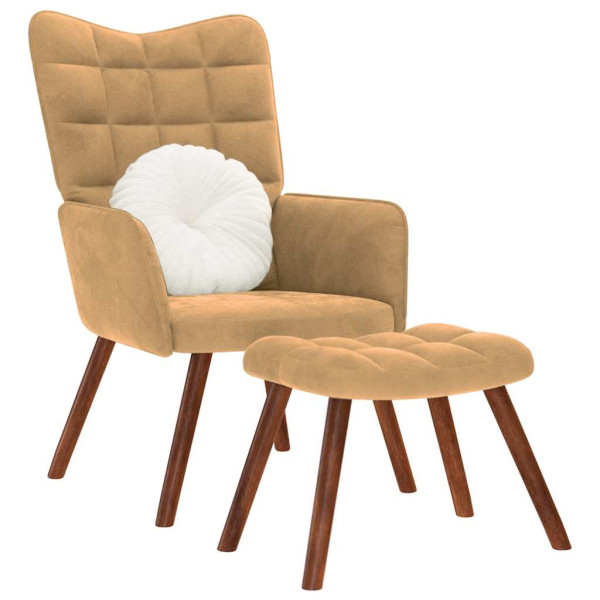 Sillón de relax con reposapiés terciopelo marrón Sillón de relax con reposapiés terciopelo marrón D