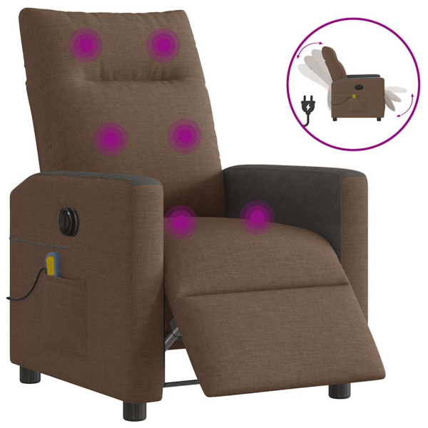 Sillón reclinable de masaje eléctrico tela marrón D