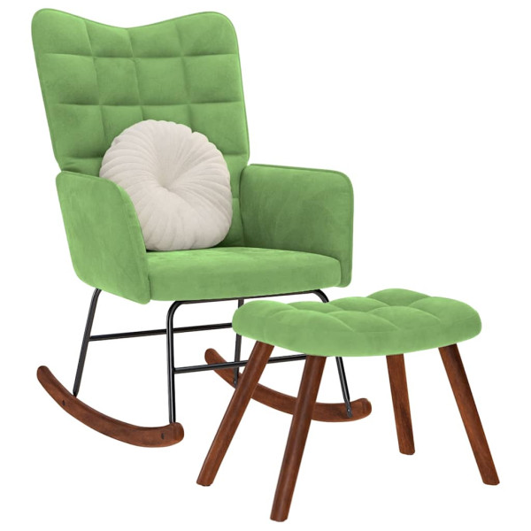 Mecedora con taburete de terciopelo verde claro Mecedora con taburete de terciopelo verde claro D