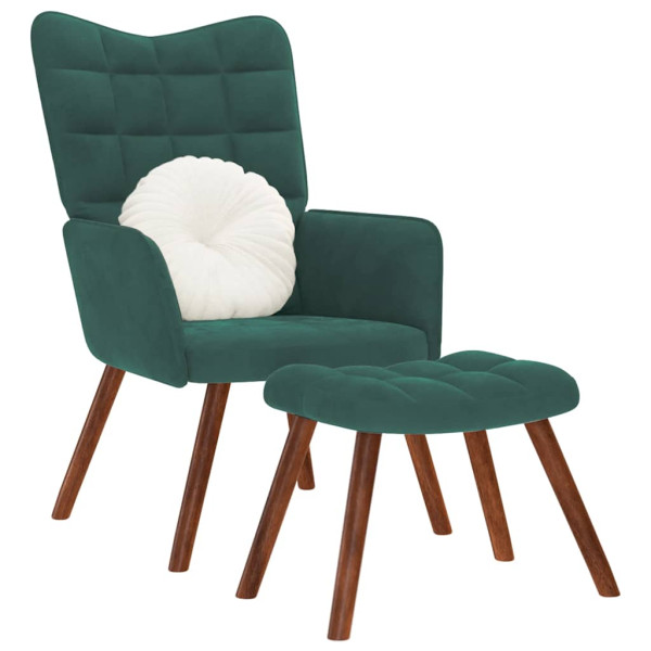Sillón de relax con reposapiés terciopelo verde oscuro Sillón de relax con reposapiés terciopelo verde oscuro D