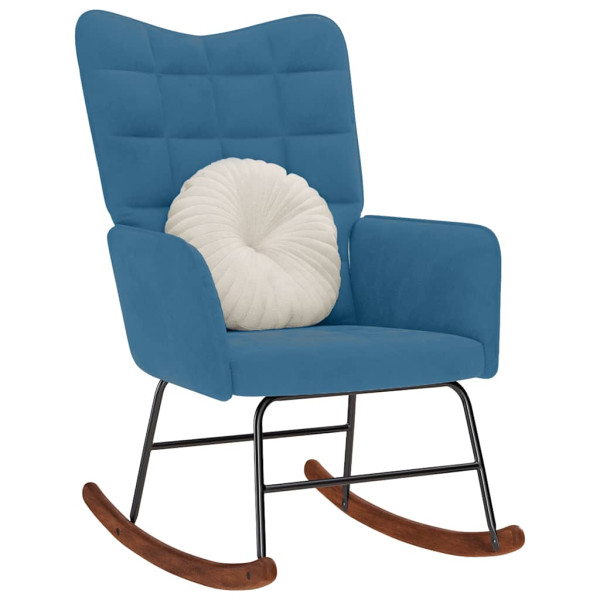 Silla mecedora de terciopelo azul Silla mecedora de terciopelo azul D
