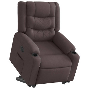 Sillón eléctrico reclinable elevable de tela marrón oscuro D