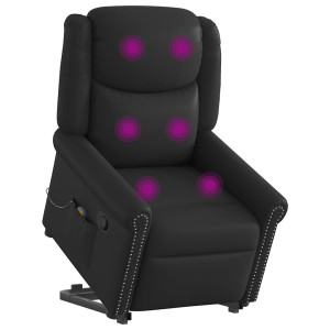 Reclining cadeira de massagem pé sintético preto brilhante D