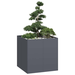 Jardinera acero gris antracita 80x80x80 cm D