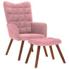 Sillón de relax con reposapiés terciopelo rosa 2