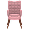 Sillón de relax con reposapiés terciopelo rosa 4