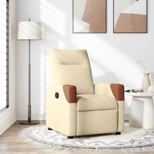 Sillón reclinable de tela crema D